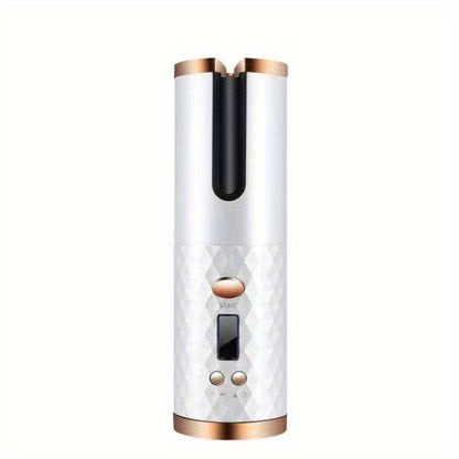 Portable hair curler device curling a strand of hair for easy, damage-free curls