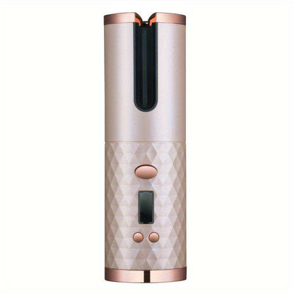 Portable hair curler styling hair strands with easy-to-use, travel-friendly design
