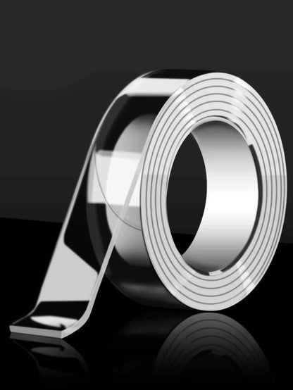 Double sided reusable tape demonstrating strong multi-surface bonding and easy use