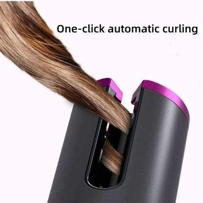 Portable hair curler styling a strand with easy-to-use, travel-friendly design