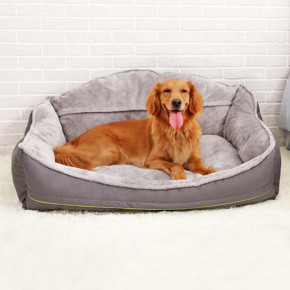 Large dog bed with comfortable mattress, scratch-resistant fabric, and portable design for optimal dog support and warmth