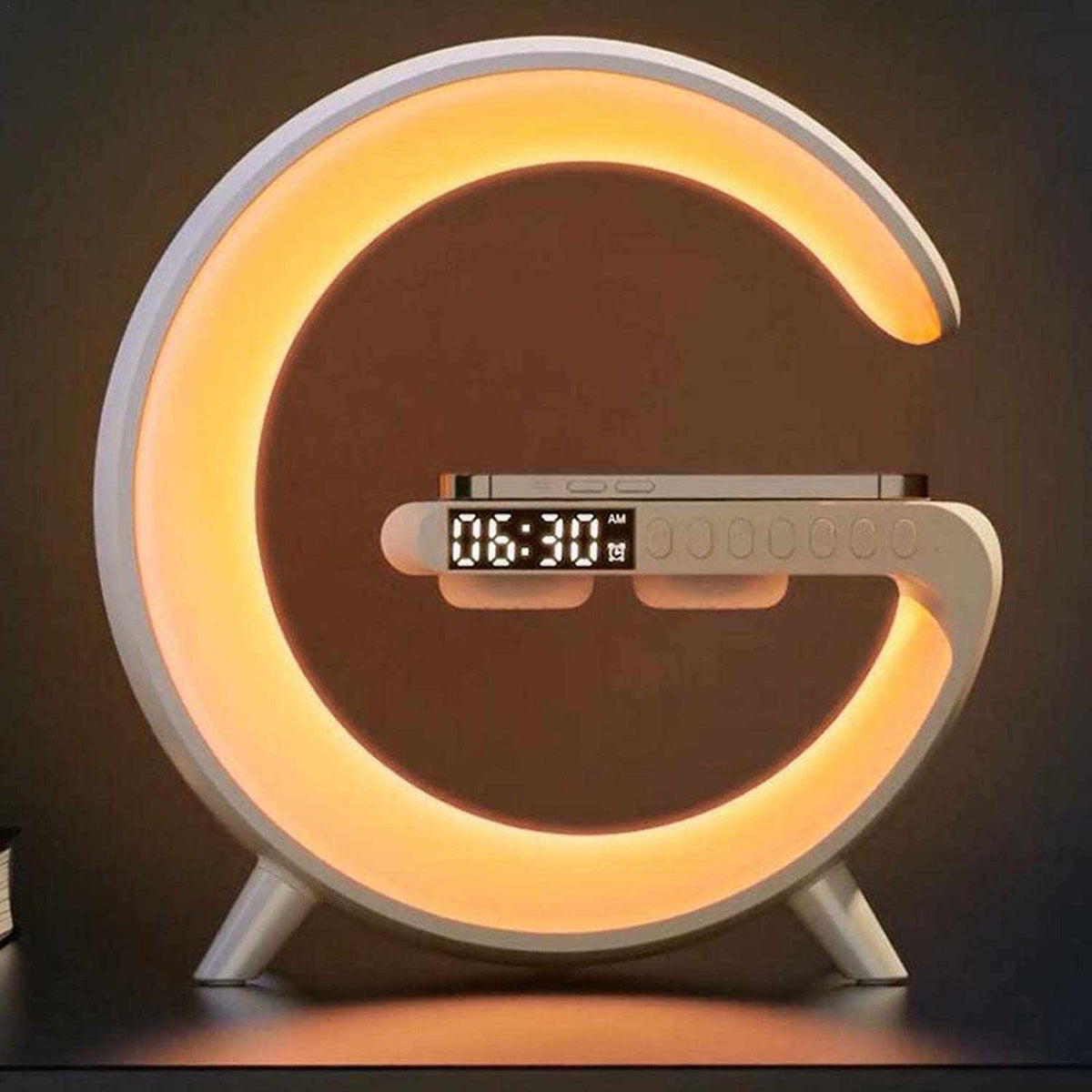 Modern charger lamp with wireless phone charging and adjustable mood lighting via app
