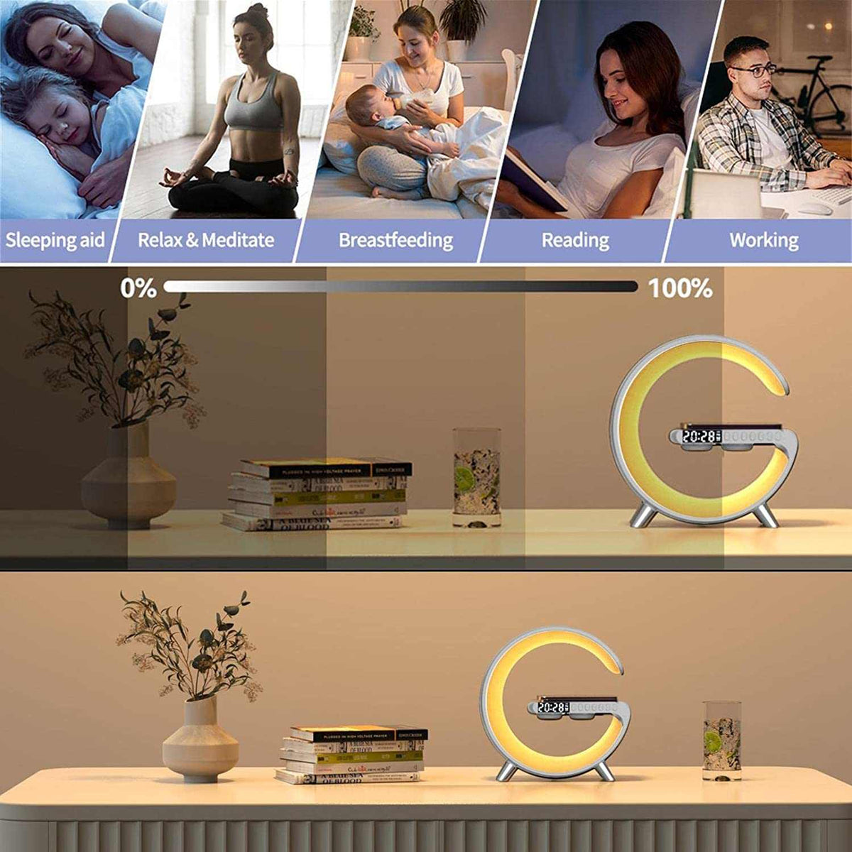 Modern charger lamp with adjustable lighting and phone charging dock