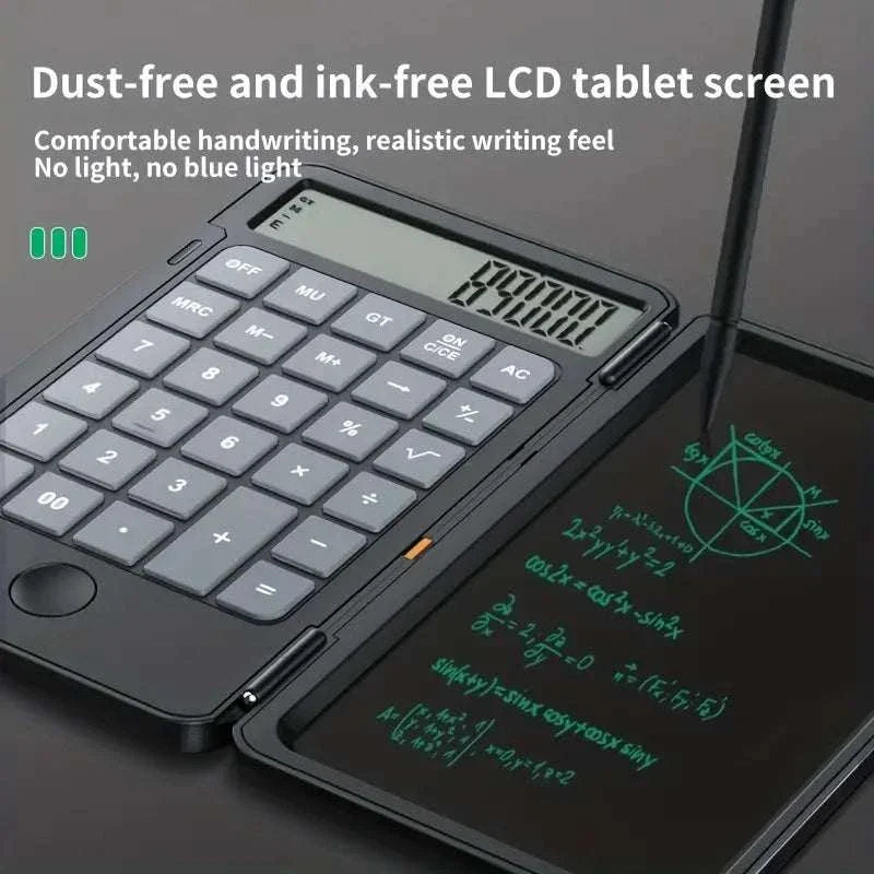LCD calculator with built-in notepad for easy math note-taking and flexible use