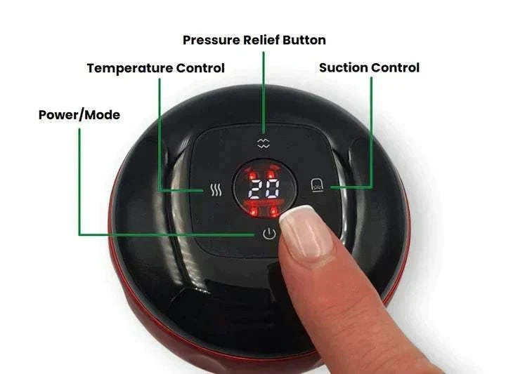 SmartCup dynamic cupping therapy device with red light and heat therapy for muscle relief and recovery