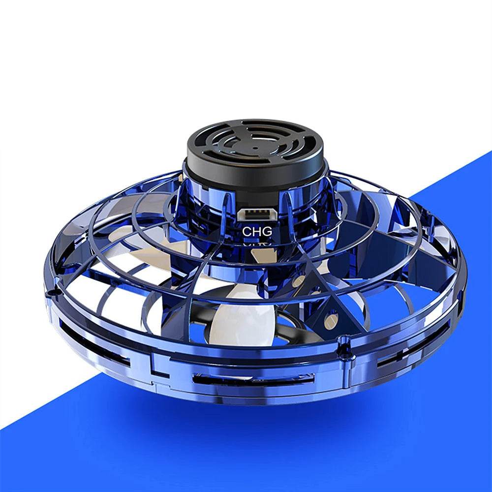 Flying Spinner toy in motion against plain background