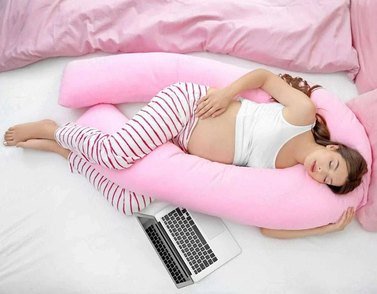 Contoured U-shaped Sleep Therapy Pillow providing full body support and optimal joint alignment for better sleep and pain relief