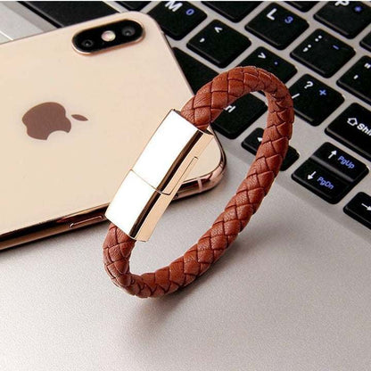 Sleek charging bracelet with braided band and rapid charging technology for on-the-go phone power