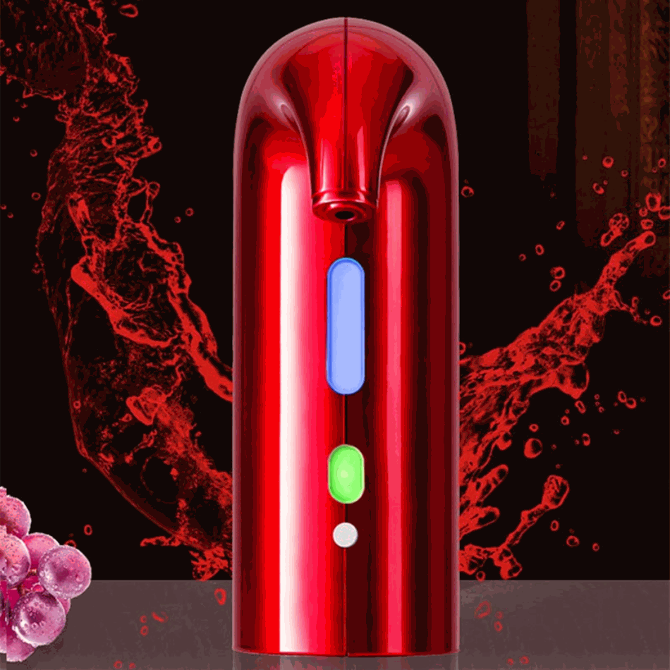 Electric wine pump dispensing wine smoothly into a glass without spills on a dark background