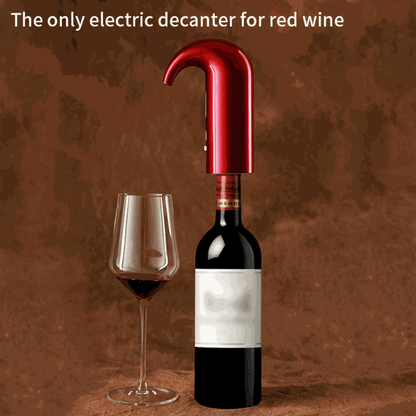 Electric wine pump dispensing wine from bottle to glass without spills