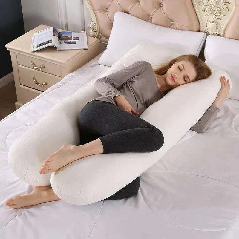 Sleep Therapy Pillow with contoured U shape supporting the body for better sleep and pain relief