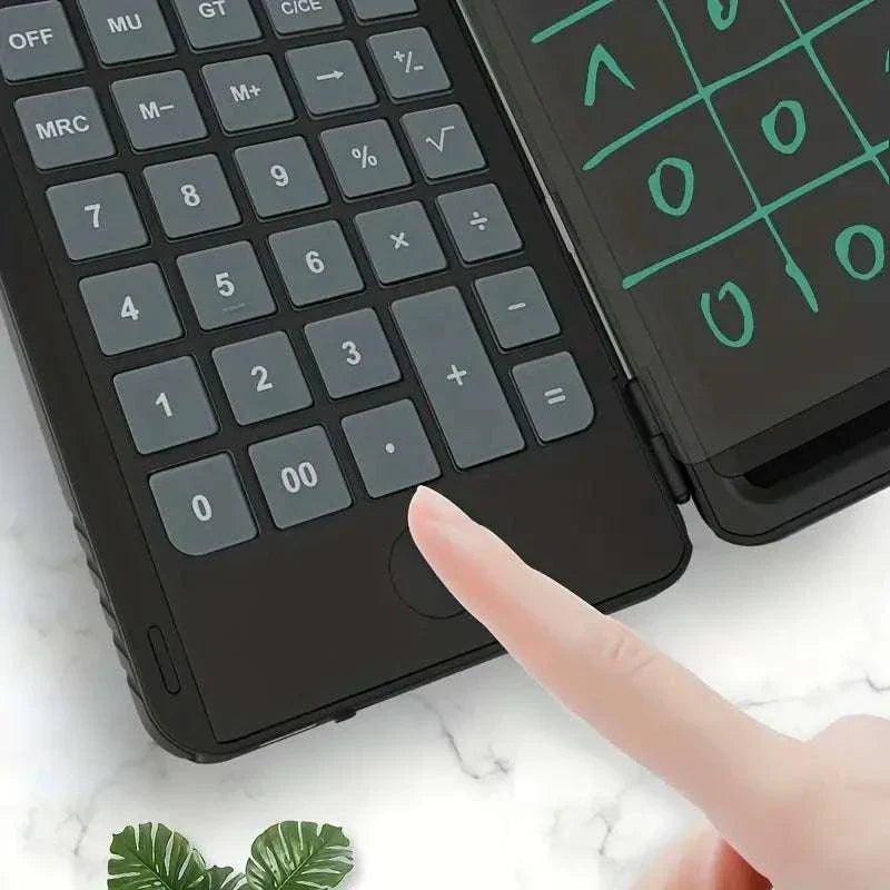 LCD calculator with writable LCD panel for notes and calculations combo