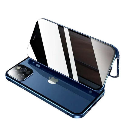 Privacy screen protector demonstrating anti-peep effect on smartphone display