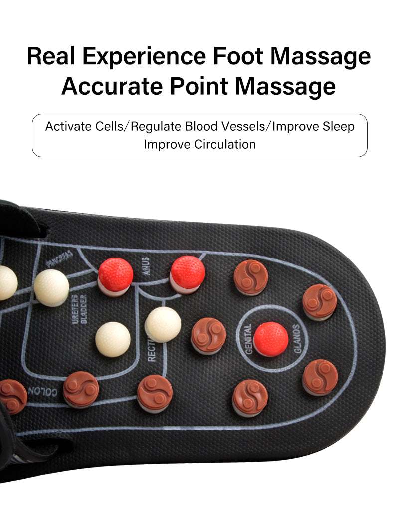 Acupressure slippers with adjustable pressure points and velcro straps for foot massage and improved posture