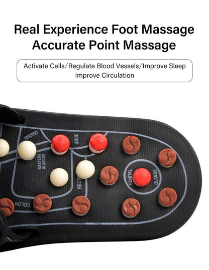 Acupressure slippers with adjustable pressure points and velcro straps for foot massage and improved posture