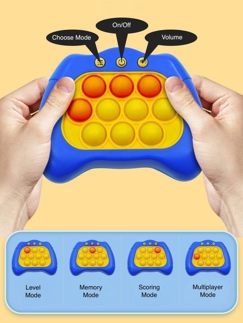 Push Popper handheld stress-relief toy with push-button gameplay in action
