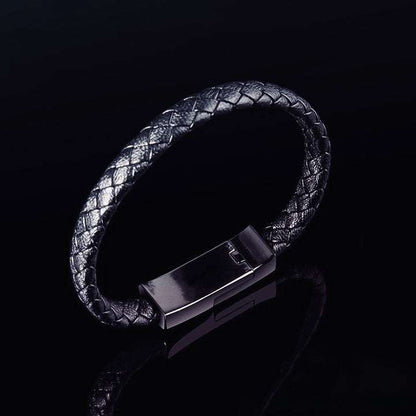 Sleek charging bracelet with braided band and rapid phone charging technology