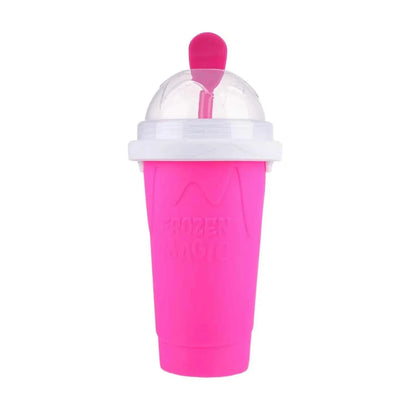 Slush Cup making fresh slushie drink with easy squeeze action and quick preparation