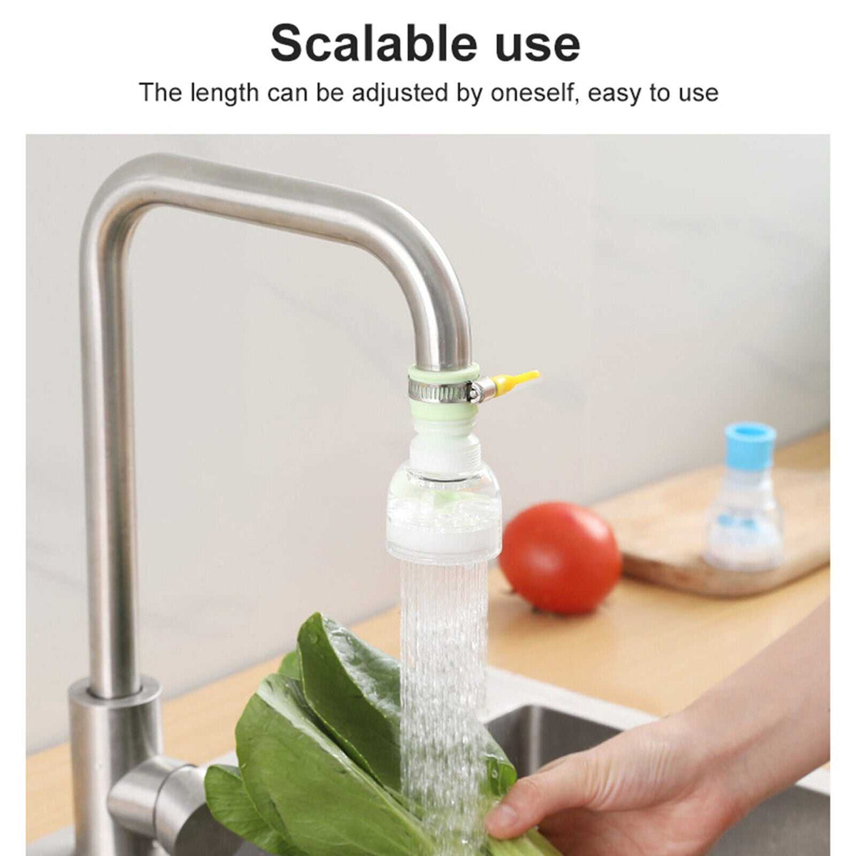 360-rotation kitchen sink faucet extender showing flexible swivel and easy installation