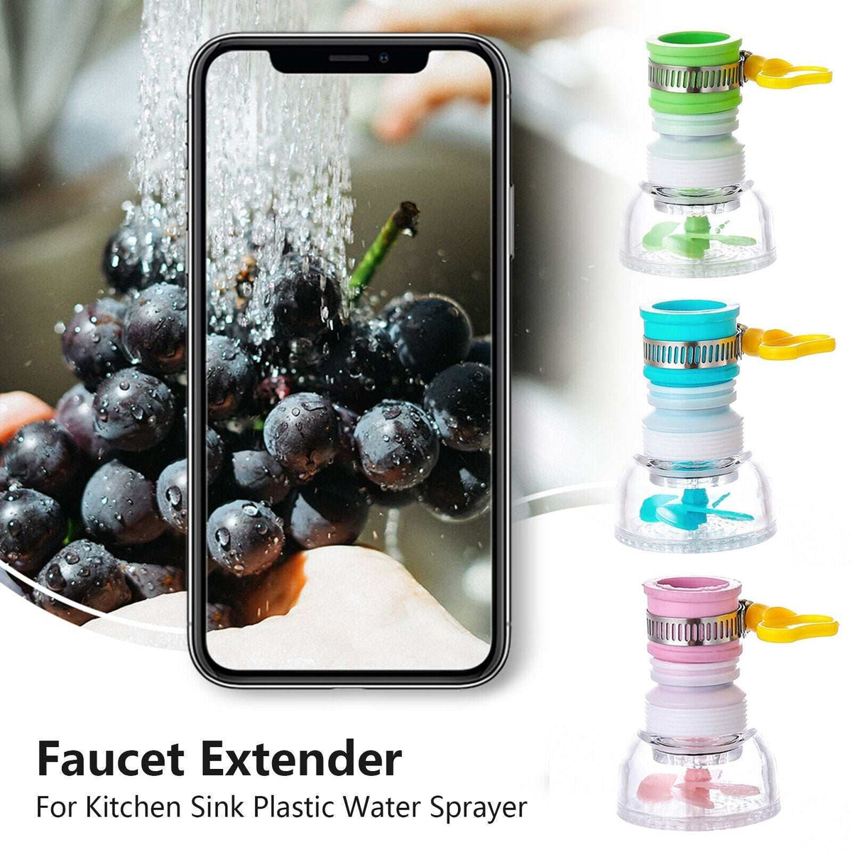 360-rotation kitchen sink faucet extender showing flexible swivel and easy installation